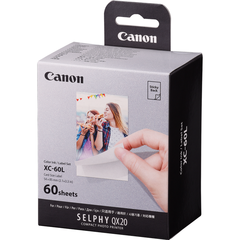 Canon XC-60L-sett med blekk/papir – 54 x 85 mm, 60 ark Produkt Sett fra siden