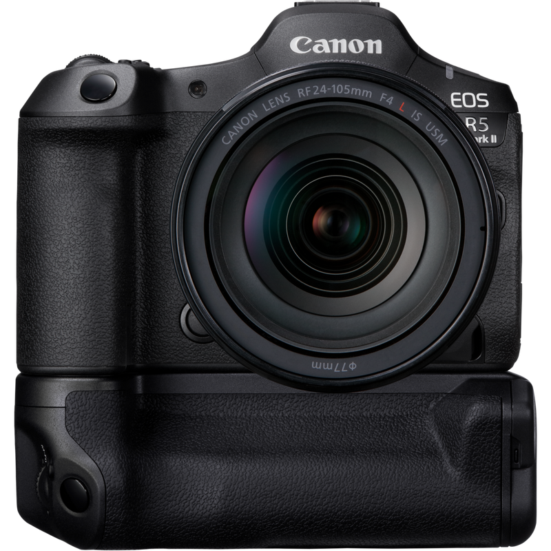 Canon BG-R20EP-batterihandgrepp Produkt Vy framifrån med produkten monterad på en kamera