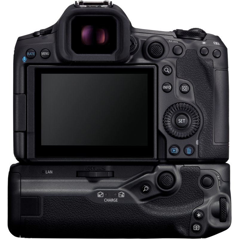 Canon BG-R20EP-batterihandgrepp Produkt Vy bakifrån med produkten monterad på en kamera