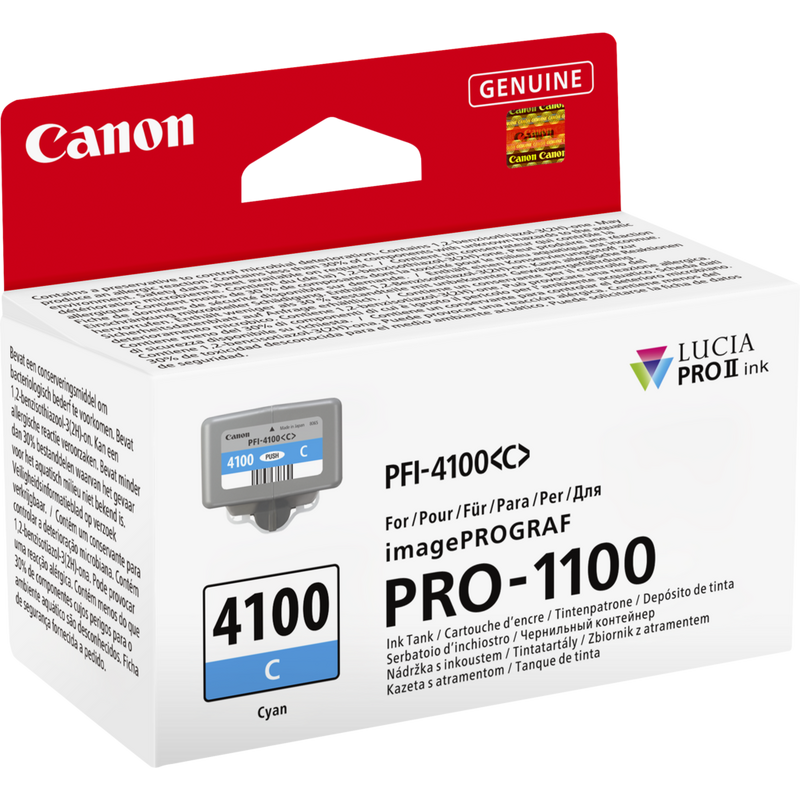 Canon PFI-4100C Producto Vista frontal diagonal del paquete