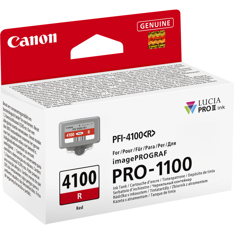 Canon PFI-4100R Producto Vista frontal diagonal del paquete
