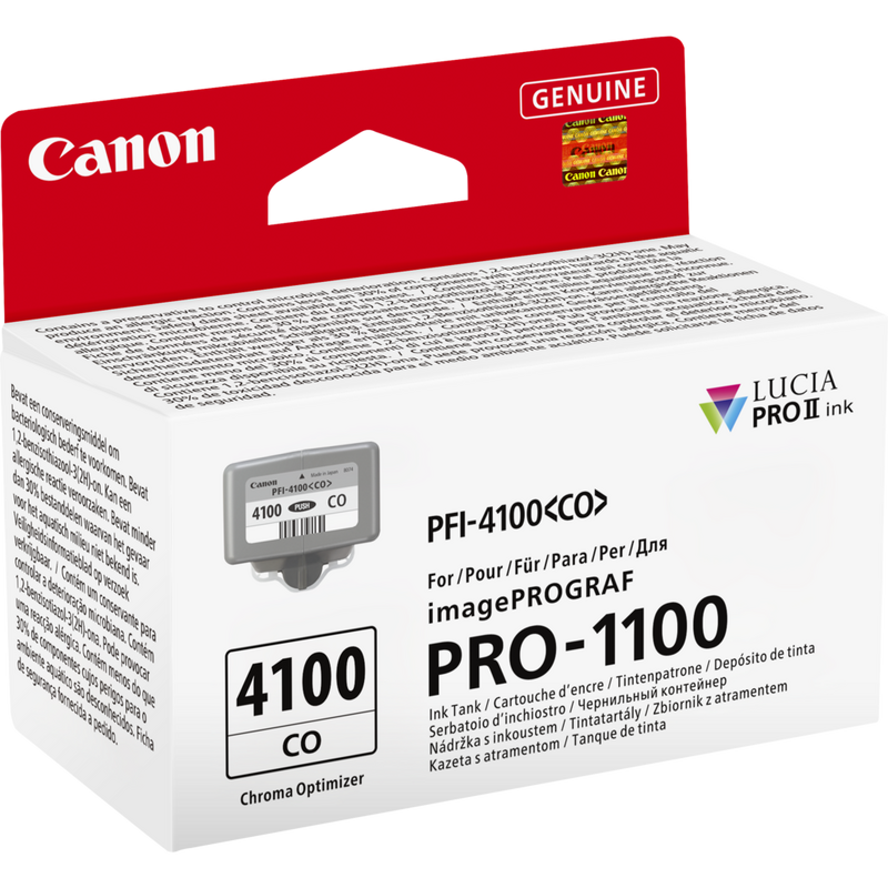 Canon PFI-4100CO Produkt Diagonale Vorderansicht der Verpackung