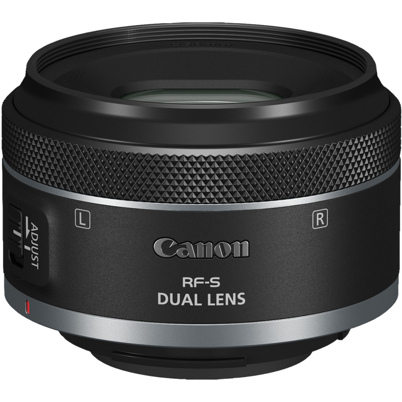 Canon RF-S 7.8mm F4 STM DUAL Lens Product Vertical Top view
