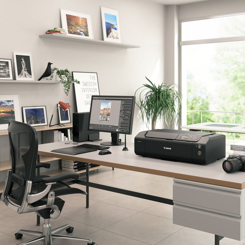 Canon imagePROGRAF PRO-310 A3+ Printer Product Printer kept beside computer