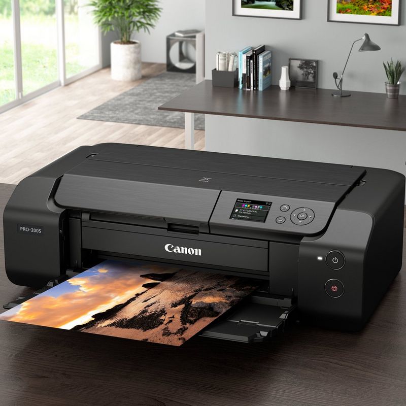 Canon PIXMA PRO-200S A3 Plus Colour Photo Wireless Printer Product Front Slant View kept on a table