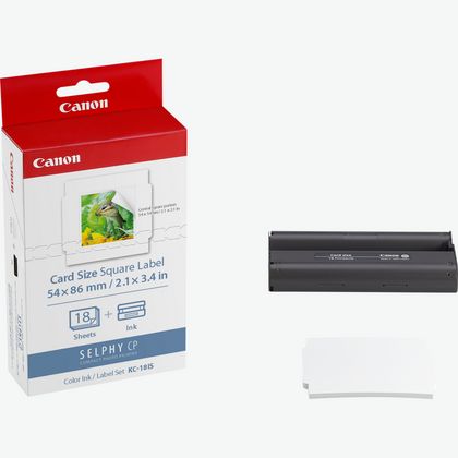 Bild von Canon KC-18IF Farbtinte + 54&nbsp;x&nbsp;86&nbsp;mm Sticker-Papier, 18&nbsp;Blatt