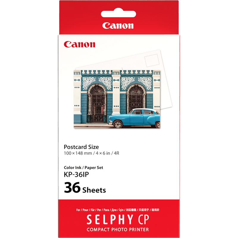 Canon KP-36IP Colour Ink + 100 x 148 mm Paper Set, 36 Sheets Product Front View