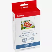Canon KC-18IF Farbtinte + 54 x 86 mm Sticker-Papier, 18 Blatt Produkt Ansicht von links