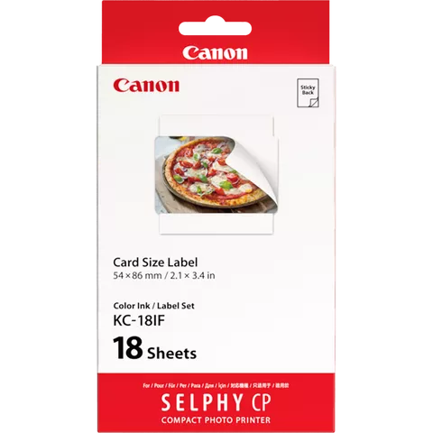 Canon KC-18IF Colour Ink + 54 x 86 mm Sticker Paper Set, 18 Sheets