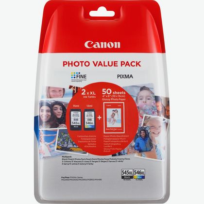 Image of Canon PG-545XL/CL-546XL High Yield Ink Cartridge + Photo Paper Value Pack