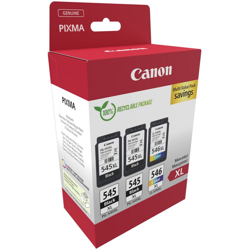 Canon PG-545XL x2 /CL-546XL Ergiebiges BK/C/M/Y Tintenpatronen 
