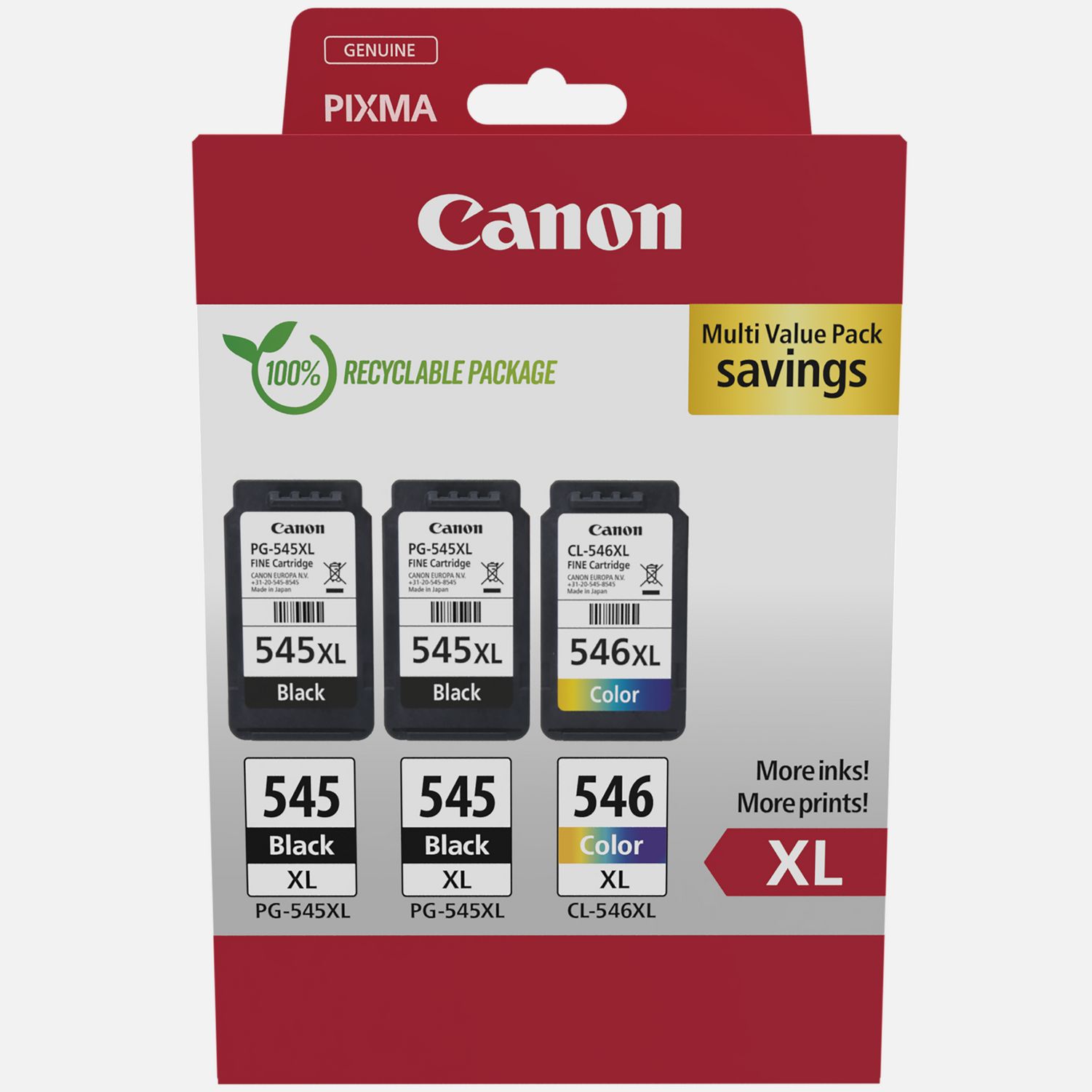 Cartouches d'encre - Pack 2 cartouches rechargées Canon PACK PG-545XL ET CL- 546XL / Rechargé - Consommables HP CANON BROTHER