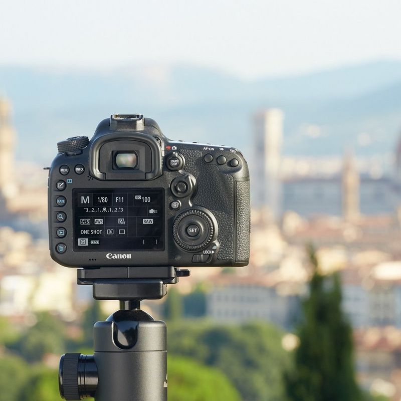 Canon EOS 7D Mark II Body + W-E1 Wi-Fi Adapter Back View In Outdoor