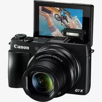 Canon PowerShot G1 X Mark II Premium Kit Product front view with photo on the screen