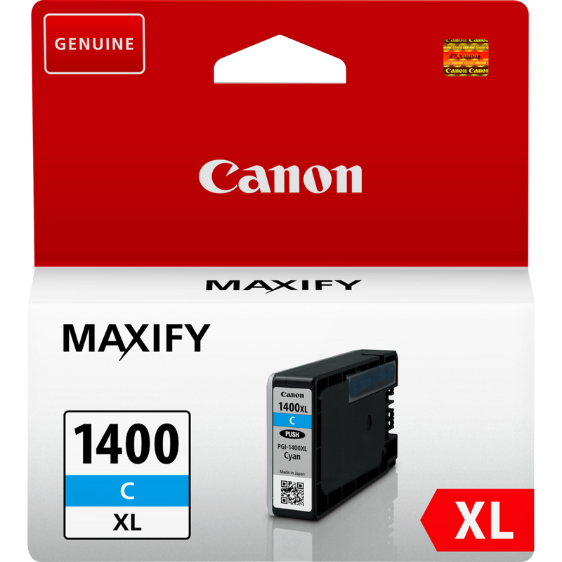Canon PGI-1400XL High Yield Cyan Ink Cartridge Product Front View