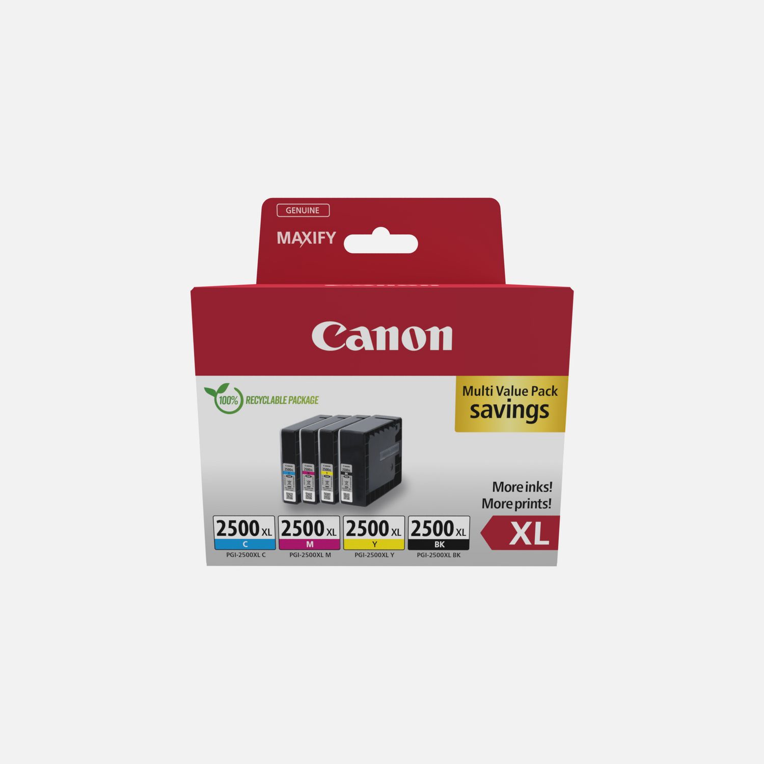 Multipack de cartouches d'encre noire/cyan/magenta/jaune haut rendement Canon PGI-2500XL