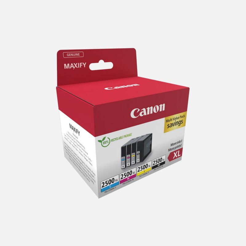 Canon PGI-2500XL Cartouche BK/C/M/Y MultipacK Noir, Cyan, Magenta, Jaune XL  (Multipack plastique)