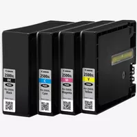 Canon PGI-2500XL High Yield BK/C/M/Y Ink Cartridge Multipack Product Front angled view of all the cartridges