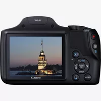 Canon PowerShot SX530 HS Producto vista posterior con foto en la pantalla