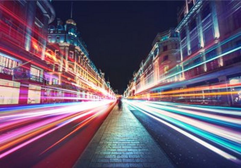 City street with a colourful speed/motion effect applied
