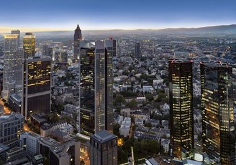 Aerial view of Frankfurt by night
