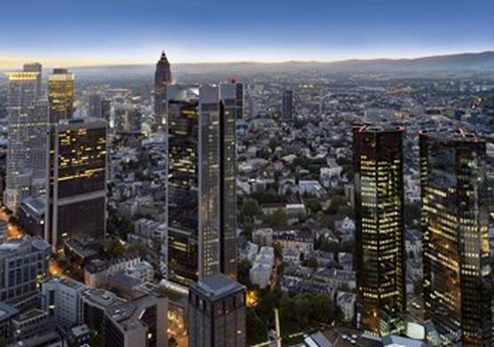 Aerial view of Frankfurt by night