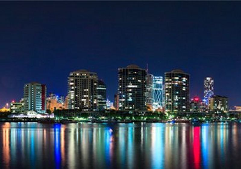 Brightly coloured Brisbane cityscape