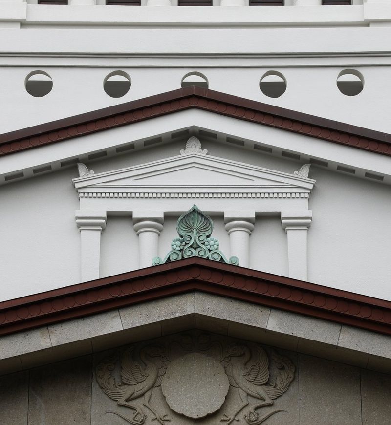 Symmetrical architecture white roof