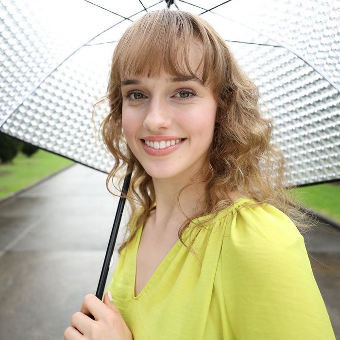 Posed portrait with umbrella