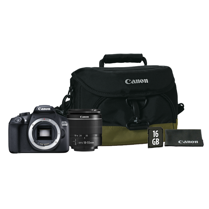 Canon EOS 1300D Black + EF-S 18-55mm III Lens + Shoulder Bag + SD Card