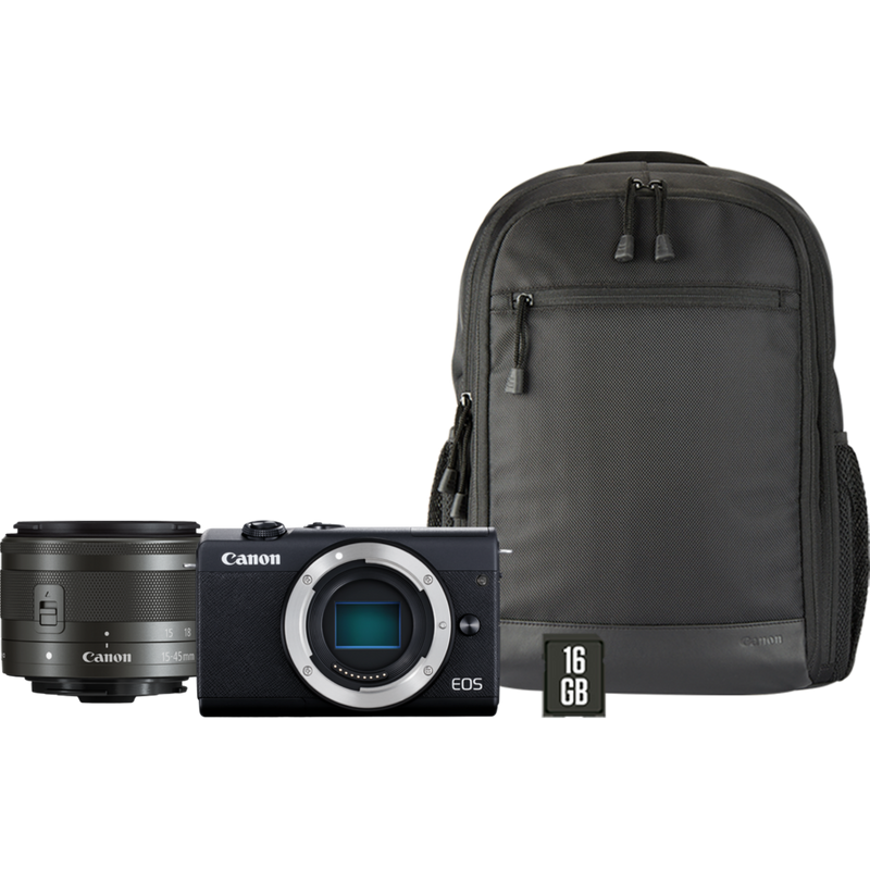 Comprar Canon EOS M200 + Objetiva EF-M 15-45mm + Mochila + Cartão SD em Câmaras Wi-Fi — Loja Canon Portugal
