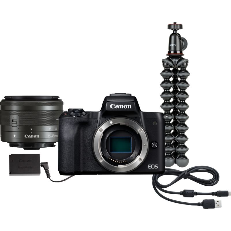 Buy Canon EOS M50 Black + EFM 1545mm IS STM Lens Black in