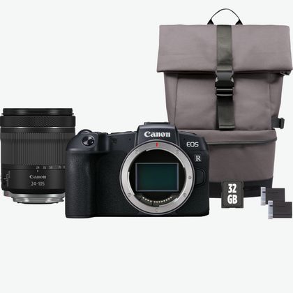 Image of Canon EOS RP Camera + RF 24-105mm IS STM Lens + Backpack + SD card + Spare Battery