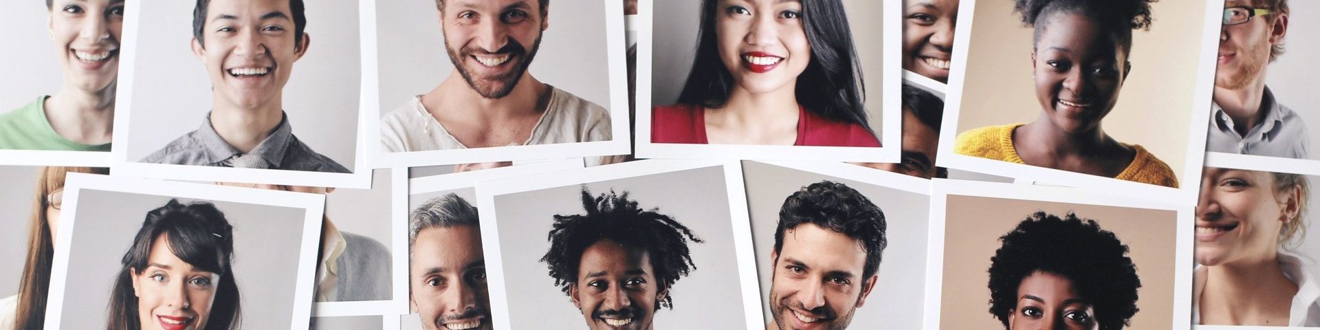 A selection of ‘polaroid’ style photos of smiling young people.