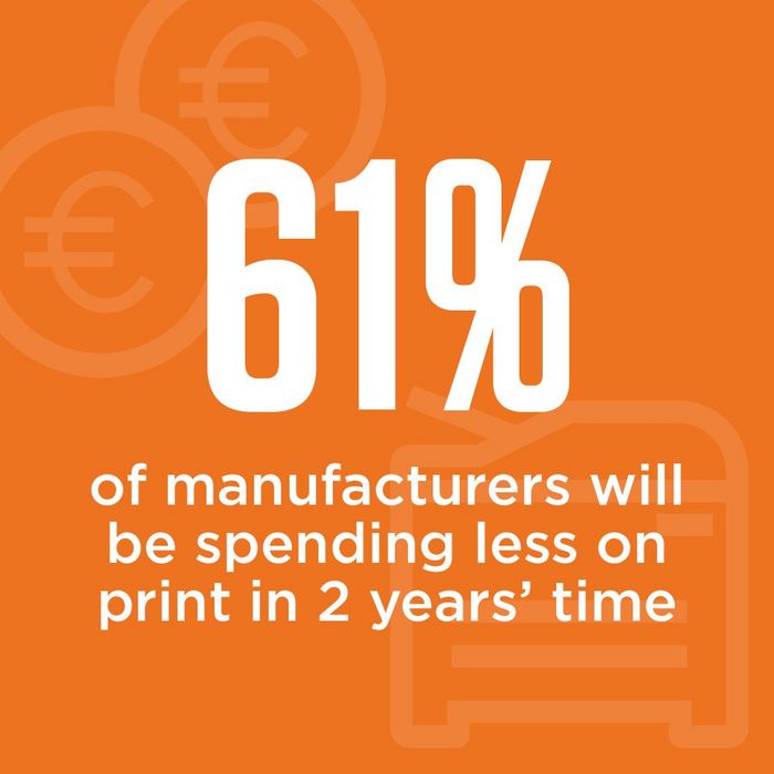 info graphic 61% of manufacturers will be spending less on print in 2 years' time
