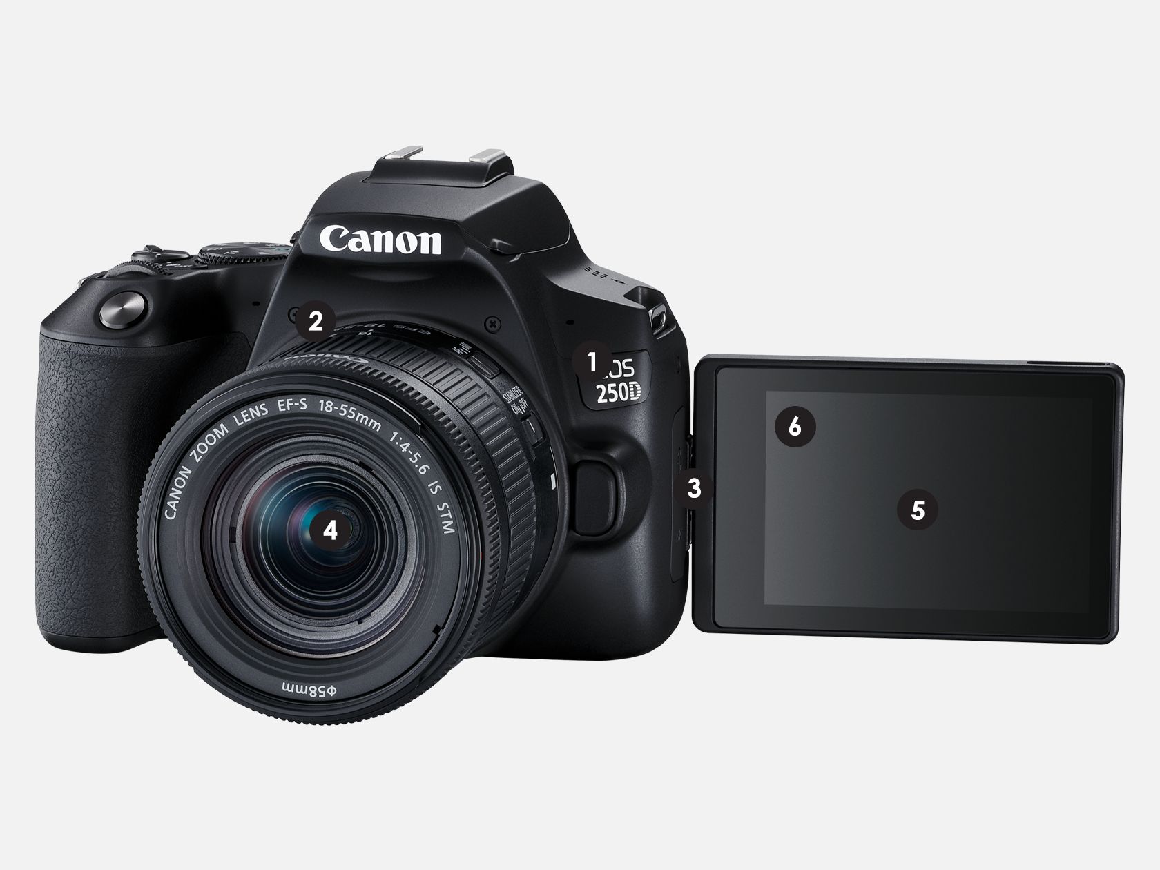 Canon 250D 24MP WiFi Blanca + Objetivo EF-S 18-55mm F4-5.6 IS STM