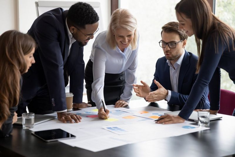 A group discussing goals in a professional setting
