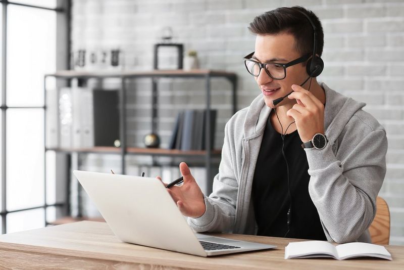 man working on laptop