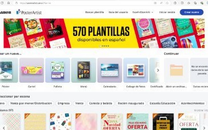 Canon presenta la versión de PosterArtist Web con plantillas en español para la creación gratuita y online de carteles, pancartas y elementos de rotulación