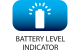 runs on standard batteries with battery level indicator