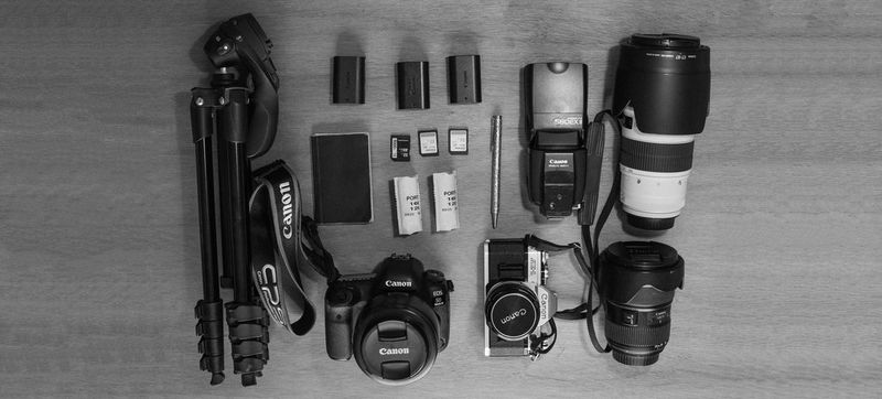 Canon Ambassador Sarah Waiswa's kitbag, containing Canon cameras, lenses and accessories.