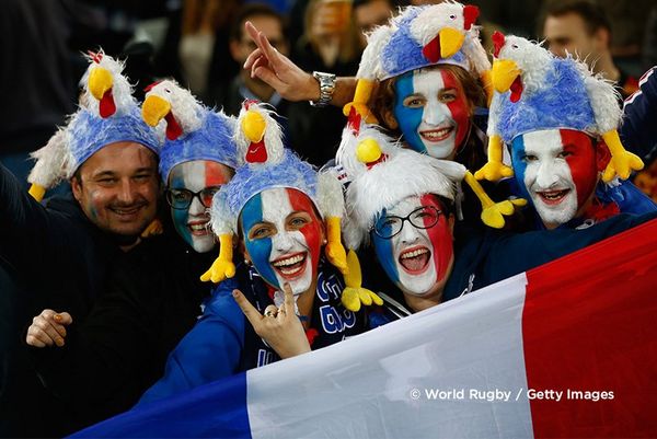 French fans in colourful makeup during the 2015 Rugby World Cup. Photo by Chris Lee.