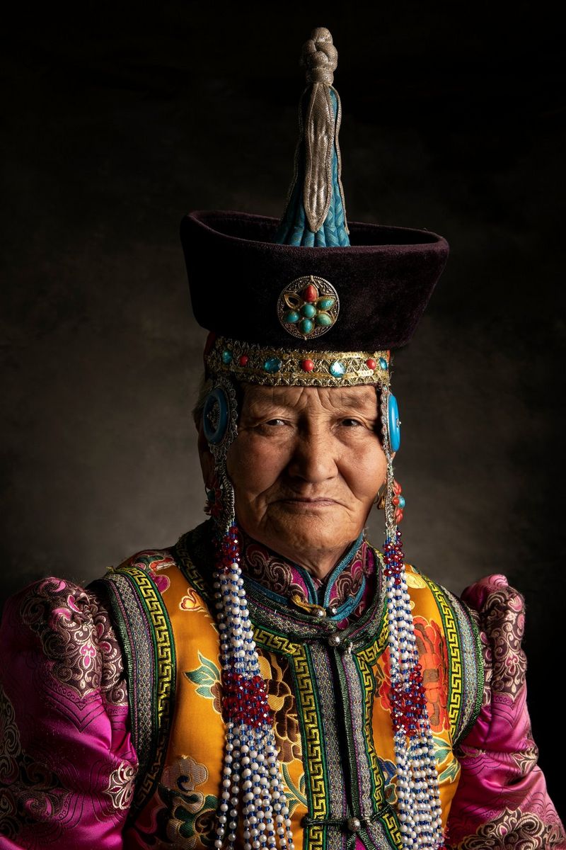 A Mongolian man in traditional dress. Taken by Alessandra Meniconzi on a Canon EOS R.
