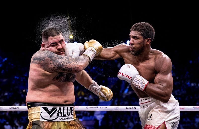 Anthony Joshua lands a punch in his rematch against Andy Ruiz Jr. Photo by Richard Heathcote
