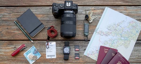 Richard Walch’s photography kitbag, containing a Canon EOS RP and RF 24-240mm F4-6.3 IS USM lens.