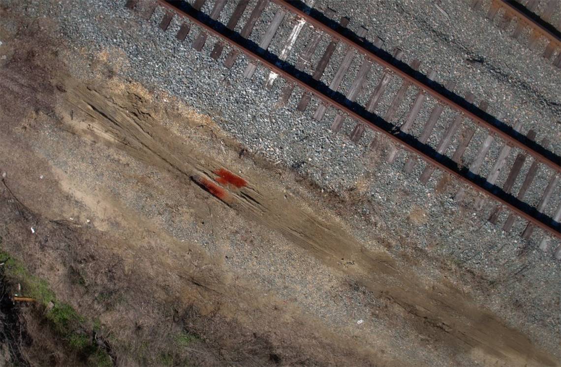 Blood stain on the woods of Georgia where double homicide took place.