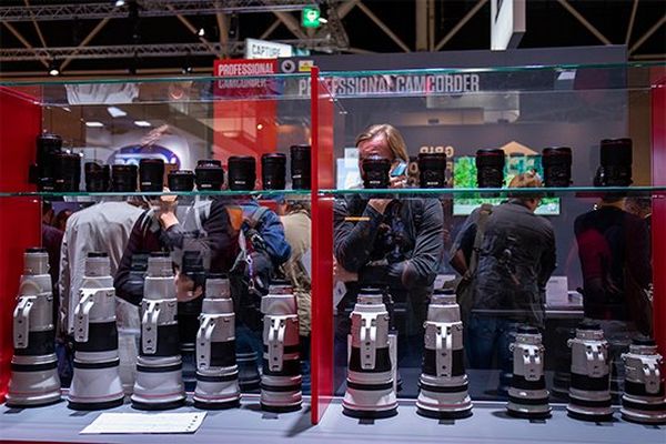Canon lenses on display at IBC.