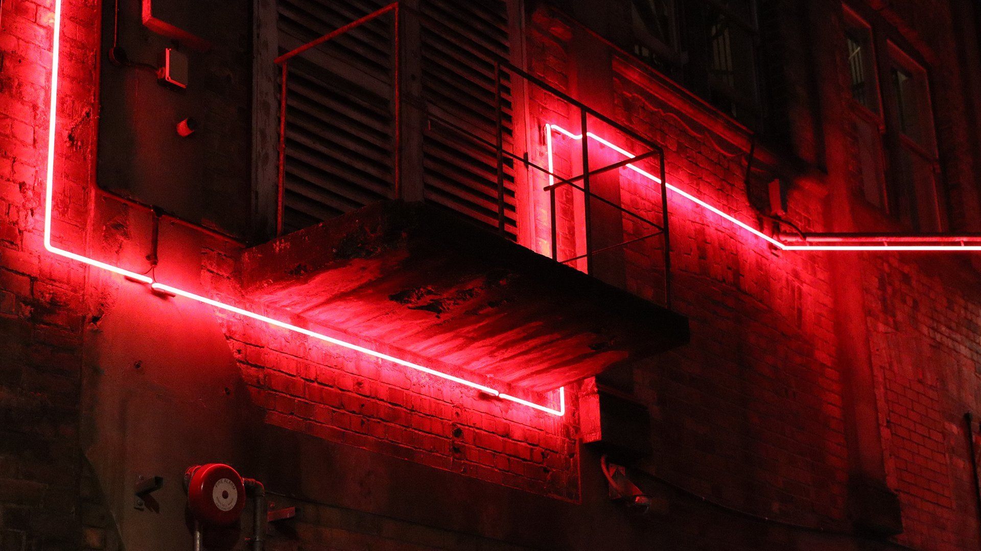 Urban scene with red lighting