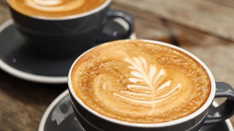 Shot of two coffees with a leaf pattern