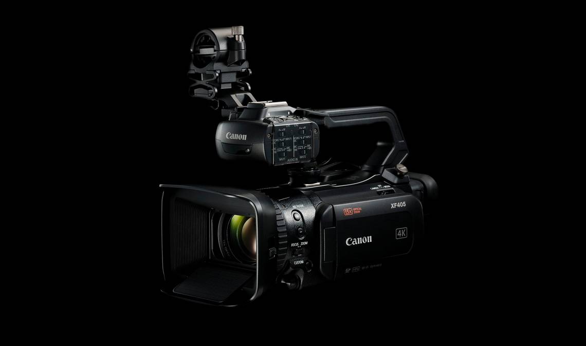 The Canon 4K XF405 handheld camcorder, which features a 1.0-Type CMOS sensor with 8.29 million pixels (effective).